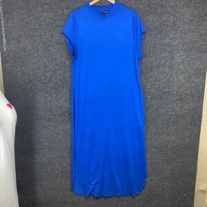Absolutely It Royal Blue Mock Neck Cap Sleeve Maxi Dress Plus Size 3X Side Slits